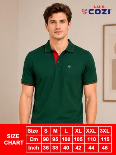 Image of Lux Cozi Men's T-Shirt with Chest Pocket | Polo T-Shirt for Man | Plain Casual Stylish | Half Sleeve| Cotton Blend Collar Polo T-Shirts for Men