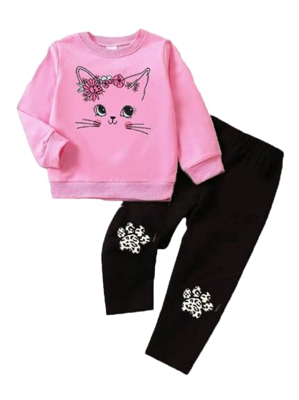 Girls Long Sleeve Sweater Top and Pants Outfits for Toddlers, Red Girls Long Sleeve Sweater Top and Pants Outfits for Toddlers, Red