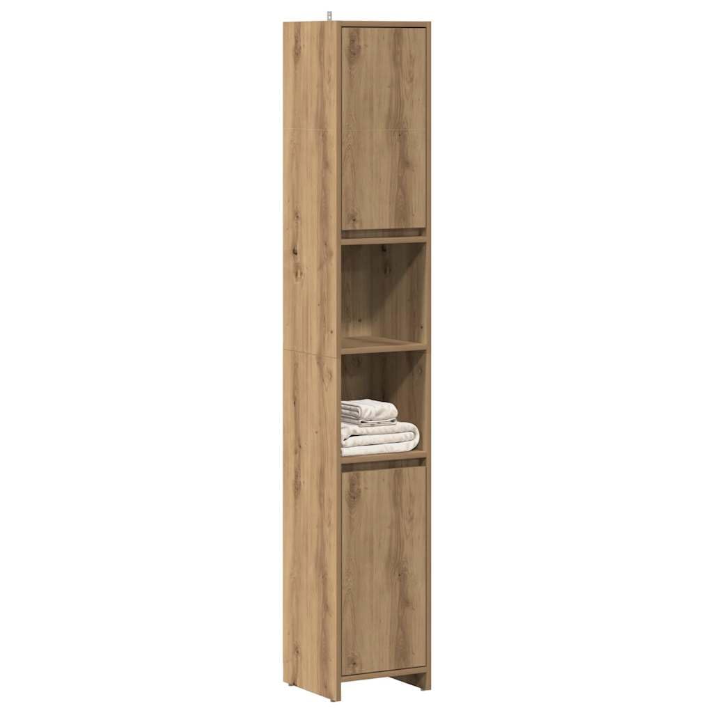 Armario de baño de roble artesanal y madera de ingeniería de 30 x 30 x 183,5 cm