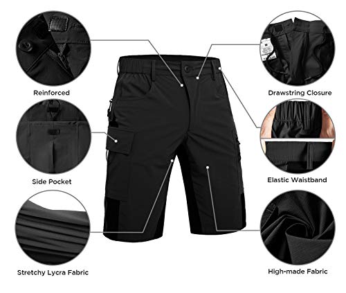 Wespornow Men's-Hiking-Shorts Lightweight-Quick-Dry-Outdoor-Cargo-Casual-Shorts For Hiking, Camping, Travel, Fishing (Black, X-Large) #TOP4