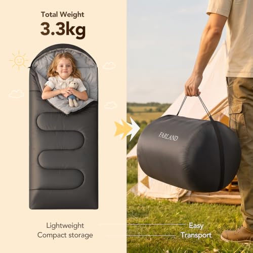 Set de Bolsas de Dormir 2-Pack para Adulto y Niños, Esenciales para Camping Familiar miniatura 6