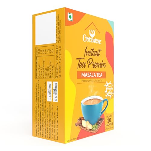 Image of Goodricke Instant Masala Tea Premix, Authentic Homemade Taste, Spiced Chai Ready to Drink Tea Sachets, 10 nos