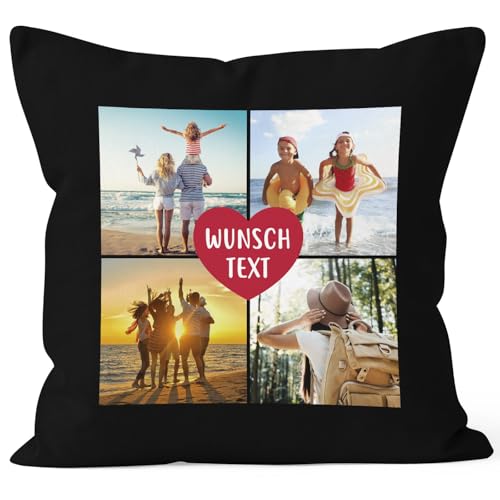 SpecialMe® Kissen-Bezug mit Foto-Collage 4 eigene Bilder und Wunschtext...