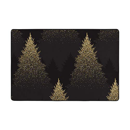 Tapis de salon résistant Ruchen imprimé sapins dorés 72x48 pouces - 6