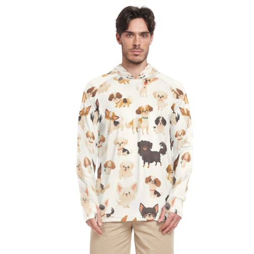 Rash Guard Homme Manches Longues UPF 50+ avec Motif Chiens