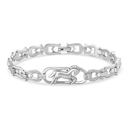 TJC Pulsera de acero inoxidable con eslabones de caballo, 20,3 cm, regalo de...