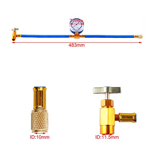 image for wadoy R134a Charging Hose to Refrigerator - with Gauge - R-134a can to