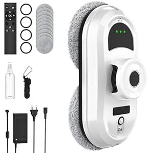 Fensterputzroboter, 5600 Pa Automatischer Fensterputzer mit 3 Reinigungsmodi, Intelligente Navigation, Kantenerkennung, Fernbedienung, Sicherheitssystem und 10 Reinigungstücher, für Glatte Oberflächen