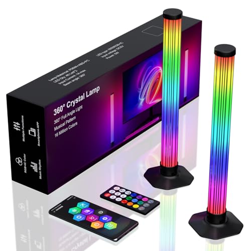 Image of MIHEAL 360 RGB Light Bars LED TV Backlight with DIY Music Sync Modes Smart Bluetooth Control, 8 Scene Modes Color Light Bar for Room Decoration, Gaming, PC, TV