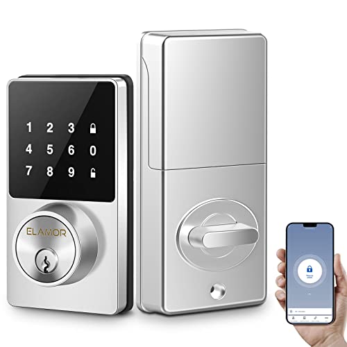Wifi Smart Lock, Keyless Entry Door Lock With Touchscreen Keypad, Remotely Control, Easy To Install, Wi-Fi & Bluetooth Electronic Deadbolt Works With Alexa, Security Deadbolt Lock Idea For Front Door #TOP6