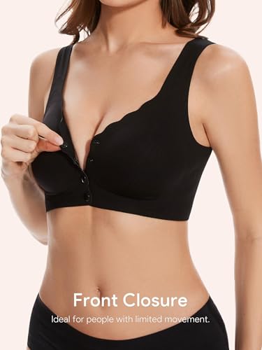 HBselect BH Damen Vorne Vershcluss Vollschalen Bügellos Komfort BH Schwarz M