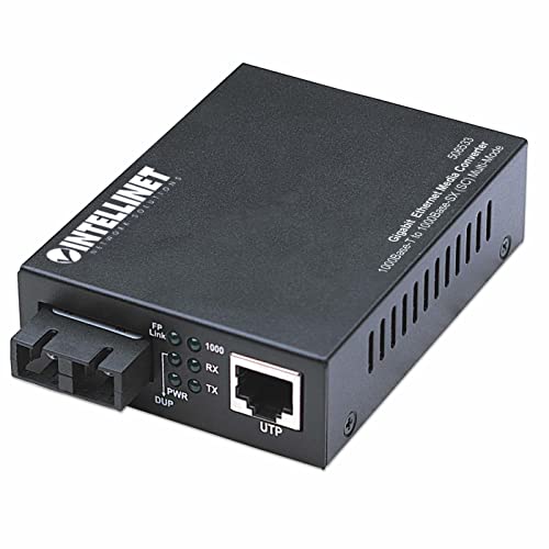 Intellient Network Solutions Gigabit Ethernet Media Converter - 1 x RJ-45 Network, 1 x SC Duplex Network - 10/100/1000Base-T, 1000Base-SX - External - Intellinet 506533