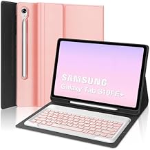 KVAGO Keyboard Case for Samsung Galaxy Tab S10 FE Plus/S10 FE+ 13.1 Inch 2025, Detachable 7 Colors Backlit Bluetooth Keyboard, Cover with S Pen Holder Rose Gold