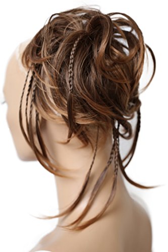 PRETTYSHOP Hairpiece Hair Rubber Scrunchie Scrunchy Updos VOLUMINOUS Wavy Messy Bun brown mix # 4T30 G8D