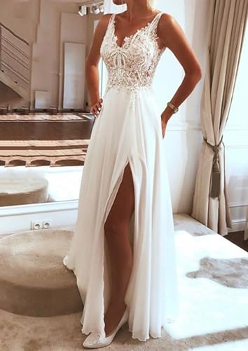 Romantic Wedding Dress V Neck Sleeveless Floor Length A-Line Fashion Bridal Gown with Appliques 20254
