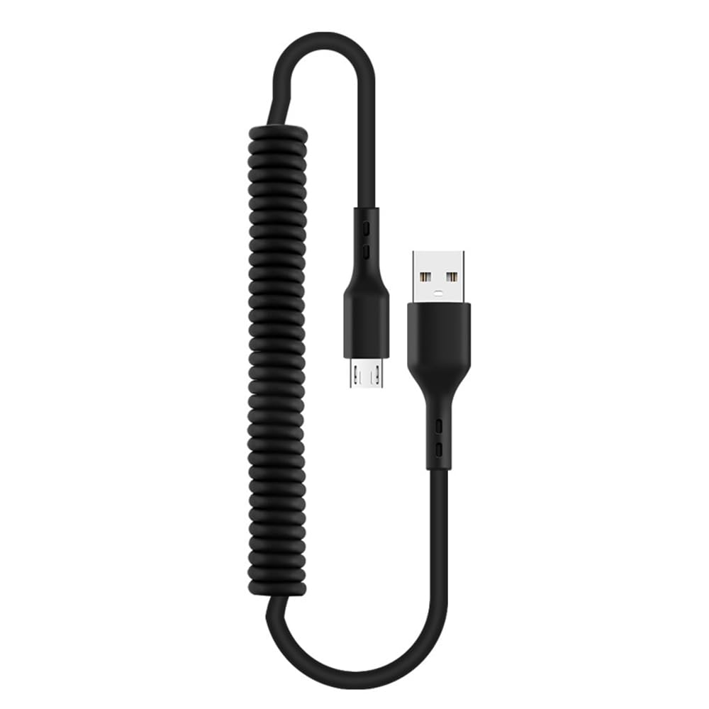 OHITEC Micro USB to USB-A 2.0 高速データ転送 コイル状 高耐久 断線防止 1.8m 格納式ポータブル柔軟 Micro USB コード Android機器対応 (Micro USB, 1.8m, ブラック)