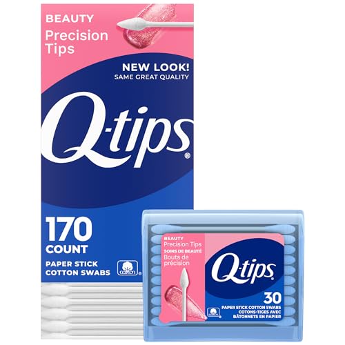 Q-tips Cotton Swabs Precision Tips 170 Count + 30 Count Travel-Size Pack Household Essentials Beauty & Personal Care