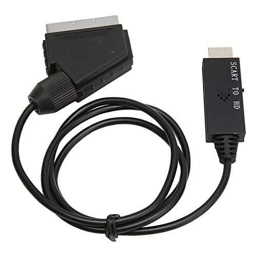Jenivaint Convertidor de Interfaz Multimedia SCART a HD, Cable Adaptador 1080p 60Hz con Micro USB DC5V para VHS VCR DVD a HDTV