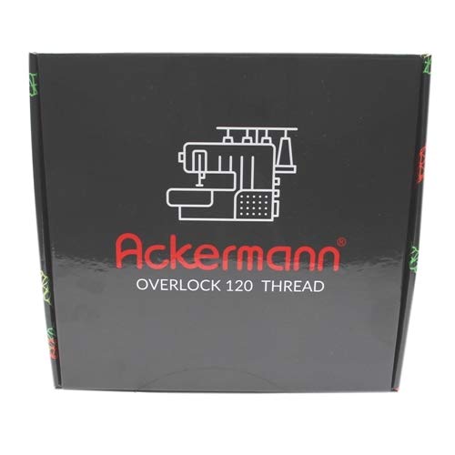 Ackermann Overlock Bauschgarn Nähgarn 16x 1.000m Box, Stärke 120, 100% Polyester