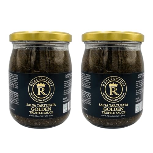 Realtartufi - Tartufata Golden 2x 90g, Condimento Gourmet italiano, Salsa de Trufa Negra para Pasta, Carne, Pizza, Ensaladas, Sin Gluten, Vegano, Indicado para Restauración