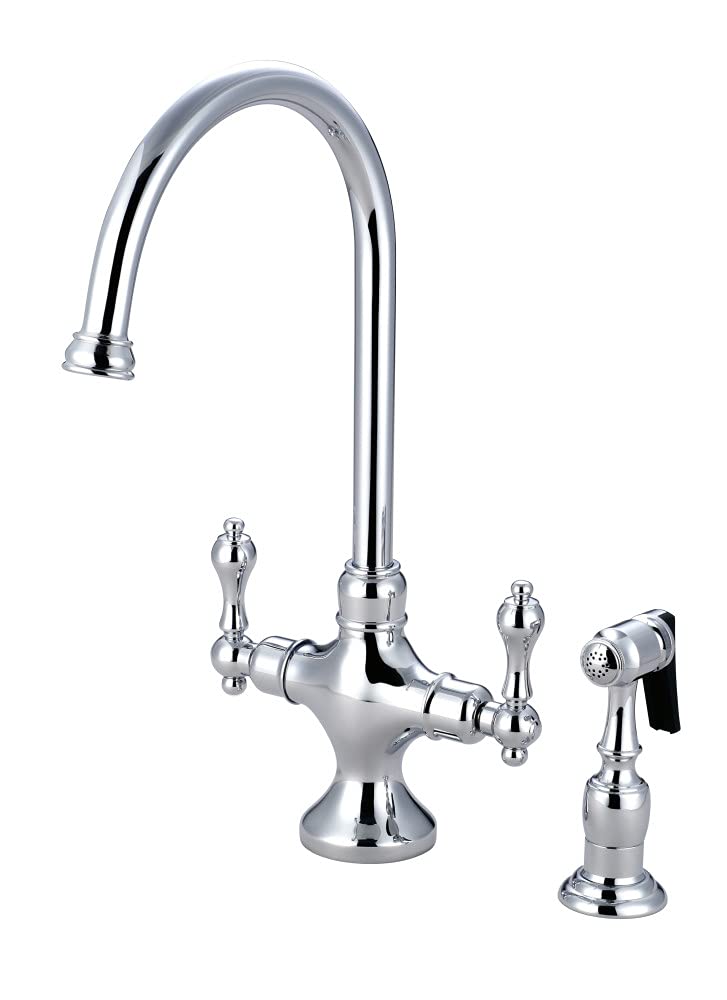 Kingston Brass KS1761ALBS Vintage Classic Kitchen Faucet with Brass Sprayer, 7-7/8-Inch, Polished Chrome