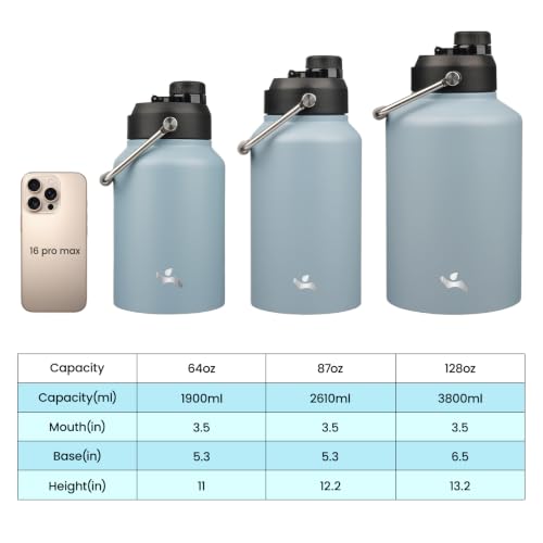 Image of Konokyo 64 oz Insulated Stainless Steel Water Bottle Jug with Handle