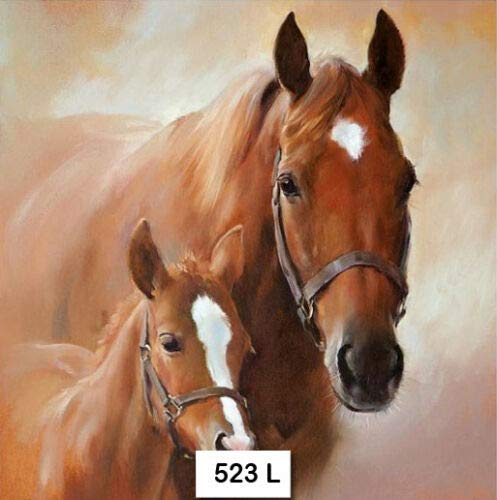 (523) TWO Individual Paper Luncheon Decoupage Napkins - HORSE MARE FOAL HORSES