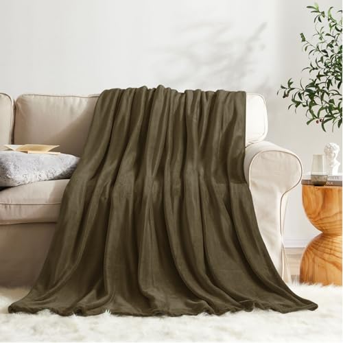 KMUSET Fleece Blanket Dark Brown Lightweight Super Soft Cozy Fuzzy Bed Blankets Microfiber Factory Shop