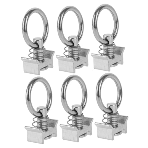 OSALADI 6pcs Stainless Steel Single Fitting l Track Rail Round Ring Tie down Accessories for Truck Bed and Airline Track Cargo Control