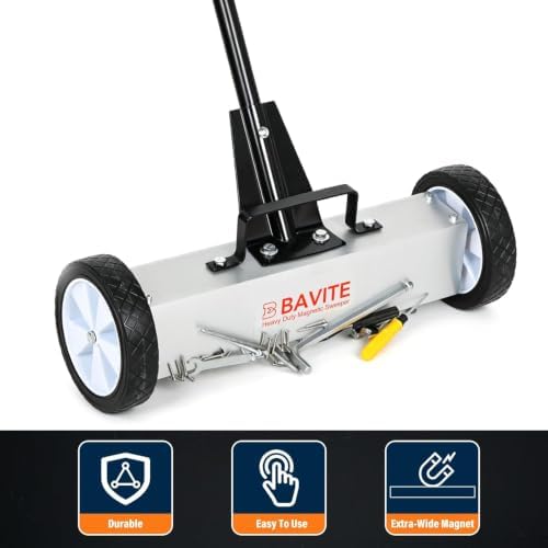 E BAVITE 45lbs Rolling Magnetic Sweeper with Wheels, Magnet Pickup Sweeper - 3