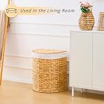 Half Moon Natural Water Hyacinth Laundry Hamper, 120L, Natural - Image 5