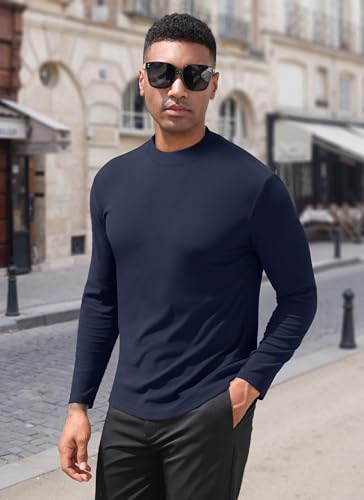 RQP Mens Mock Turtleneck Long Sleeve Lightweight Basic Solid Undershirt Stretch Slim Fit Sweaters3