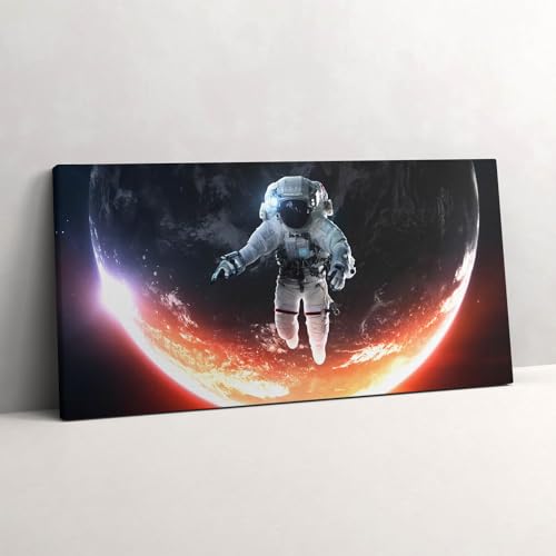 Murale d'art tableau photo sur toile astronaute espace deco 100x50