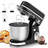 SUPERLEX Küchenmaschine 3 in 1 Teigmaschine Klein 1300W mit 5L Edelstahlschüssel 8 Geschwindigkeiten Knetmaschine Mixer Kitchen Aid mit Knethaken Rührbesen Schneebesen Spritzschutz für Brotteig Teig