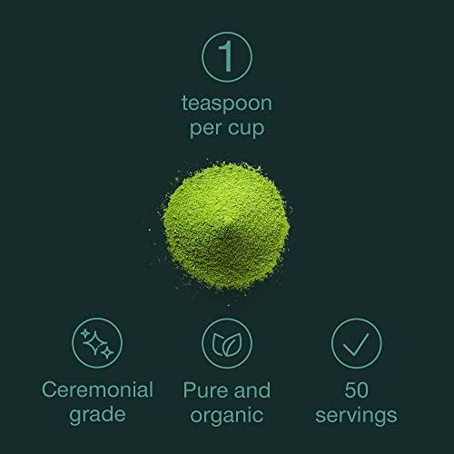 Organic Matcha Green Tea Powder - Ceremonial Grade - 50g (50 servings) Gift Tin - Premium Matcha Tea Powder Certified Organic by The Soil Association - 100% Pure Stone Ground Tea Leaves - Vegan