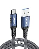 TOMSING USB Type C ケーブル 1m USB A to USB C 3.2 3A/60W急速充電 10Gbps 高速データ転送 高耐久 ナイロン編み 断線防止 充電ケーブル for iPhone 16 / 15 /iPad Pro/MacBook/Galaxy/Xperia/その他 Android 等 USB-C機器対応 (ブルーグレー,1m)