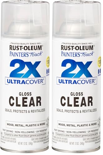 Rust-Oleum 249117 Painter's Touch 2X Ultra Cover Spray Paint, 12 oz, Gloss Clear (Pack of 2)