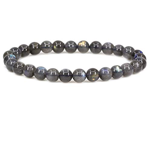 Pulsera elástica unisex de cristales semipreciosos 6mm miniatura 1