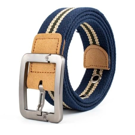 GearPrice Gürtel für Herren und Damen Einstellbare Segeltuch Stoffgürtel Freizeitgürtel Gürtel mit Dornschließe Verstellbare Leinwand Stoffgürtel für Jeans Hosen Kleid, Breite ca. 3.8cm (Blau)