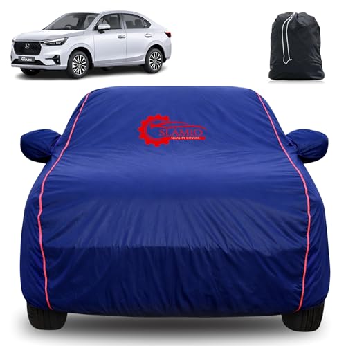 Image of 100% Waterproof Car Cover for Honda's Amaze 2023-2026 | All-Weather, Dustproof & UV Protection | Heavy-Duty 3-Layer Fabric | Custom Fit with Mirror & Antenna Pocket | Navy Blue