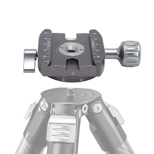 Quick Release Clamp Built in Bubble Level, 360° Tripod Quick Release Plate HDR Tripod Head with 3/8in Threaded, Adjustable Lever Knob QR Clamp for Tripod Ballhead Universal