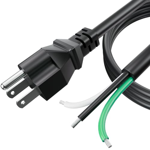 LaWana 6ft 12 Gauge 3 Prong Heavy Duty Replacement Power Supply Cord Cable 110V 115V 120V Pigtail,for Appliance, Power Tools,Compatible with Dishwashers,12 AWG 3 Conductor Wire Cable