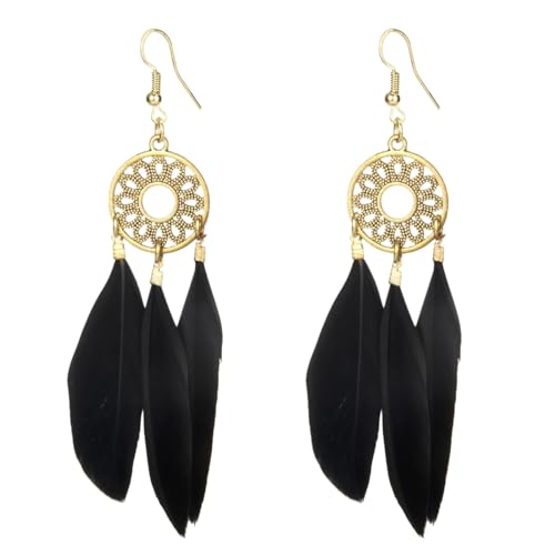 Boucles d'oreilles bohémiennes en plumes faites main pour sublimer vos soirées d'été