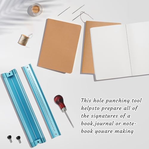 Sthmeyue Kit de perfuração de encadernação, conjunto completo com furador, berço, liga de alumínio,