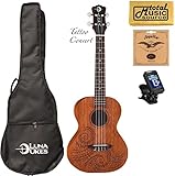 Luna UKE TC MAH Concert Tattoo Ukulele, FREE BAG TUNER STRINGS AND CLOTH