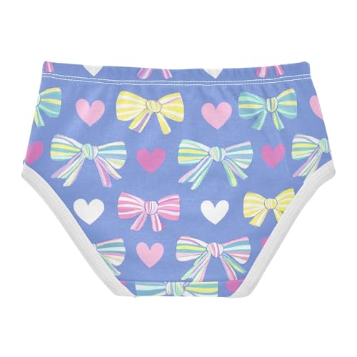Wusikd Colorful Bows Hearts Girls' Underwear Cotton Girls Briefs Soft Toddler Underwear 2T2