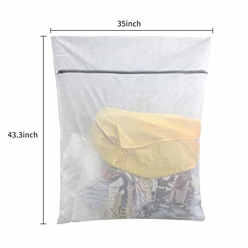 Bolsas de lavandería de malla de panal grandes pack de 2 fundas protectoras con cremallera para ropa 3