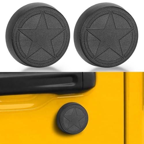 Image of CALBEAU Strong Magnet Keyhole Covers Compatible with 2018-2026 Jeep Wrangler JL and Gladiator JT Front Door, Door Lock Covers for Keyhole Protection (Star)