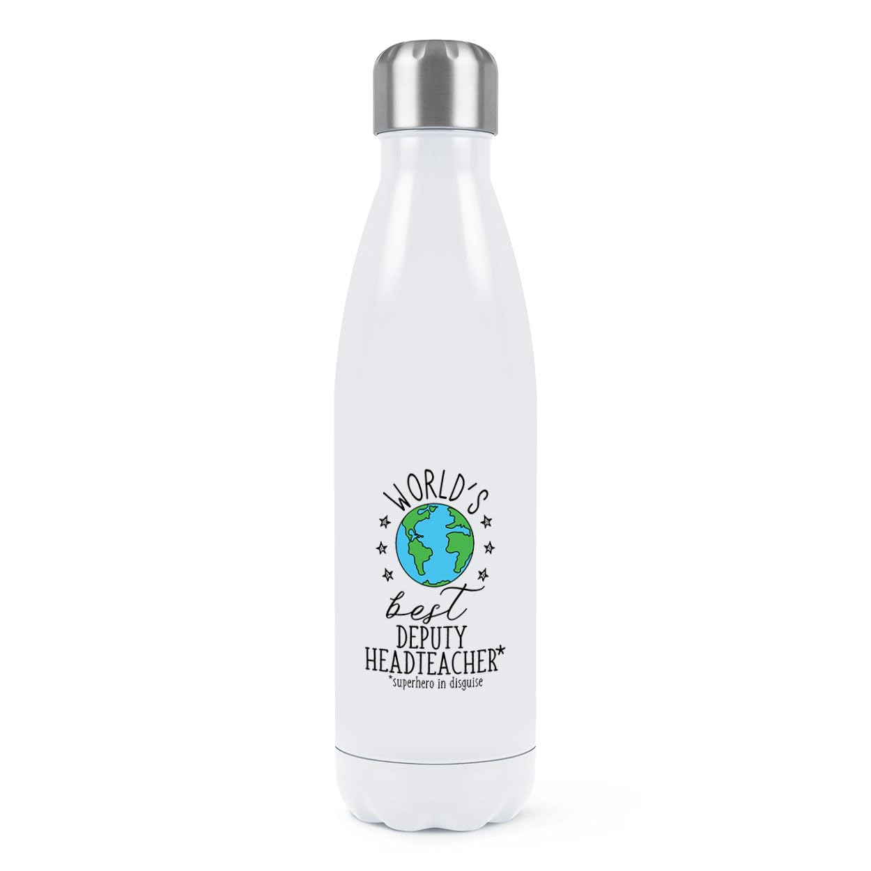 World's Best Deputy Headteacher Double Wall Water Bottle Insulated Stainless Steel Sports Drinks 500ml White