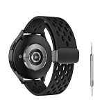[Jumpsunfun] 時計バンド 20mm ラバー腕時計ベルト マグネットシリコンバンド スマートウォッチ替えベルト ブラック/ブラックバックル